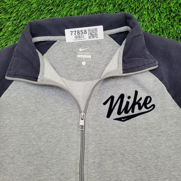 NIKE Track Jacket Womens M/L 18x24 Gray Script Logo - Picture 3 of 15